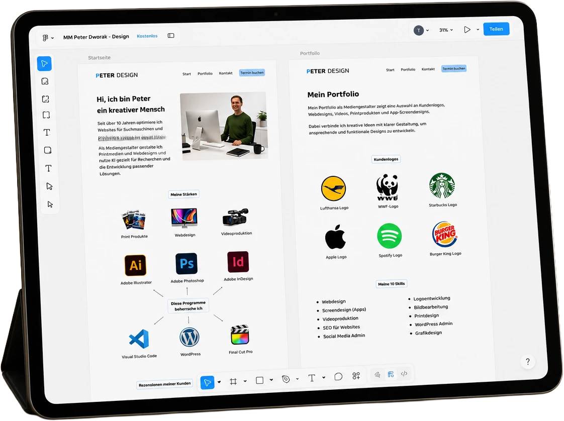 Figma Screendesign auf einem Tablet